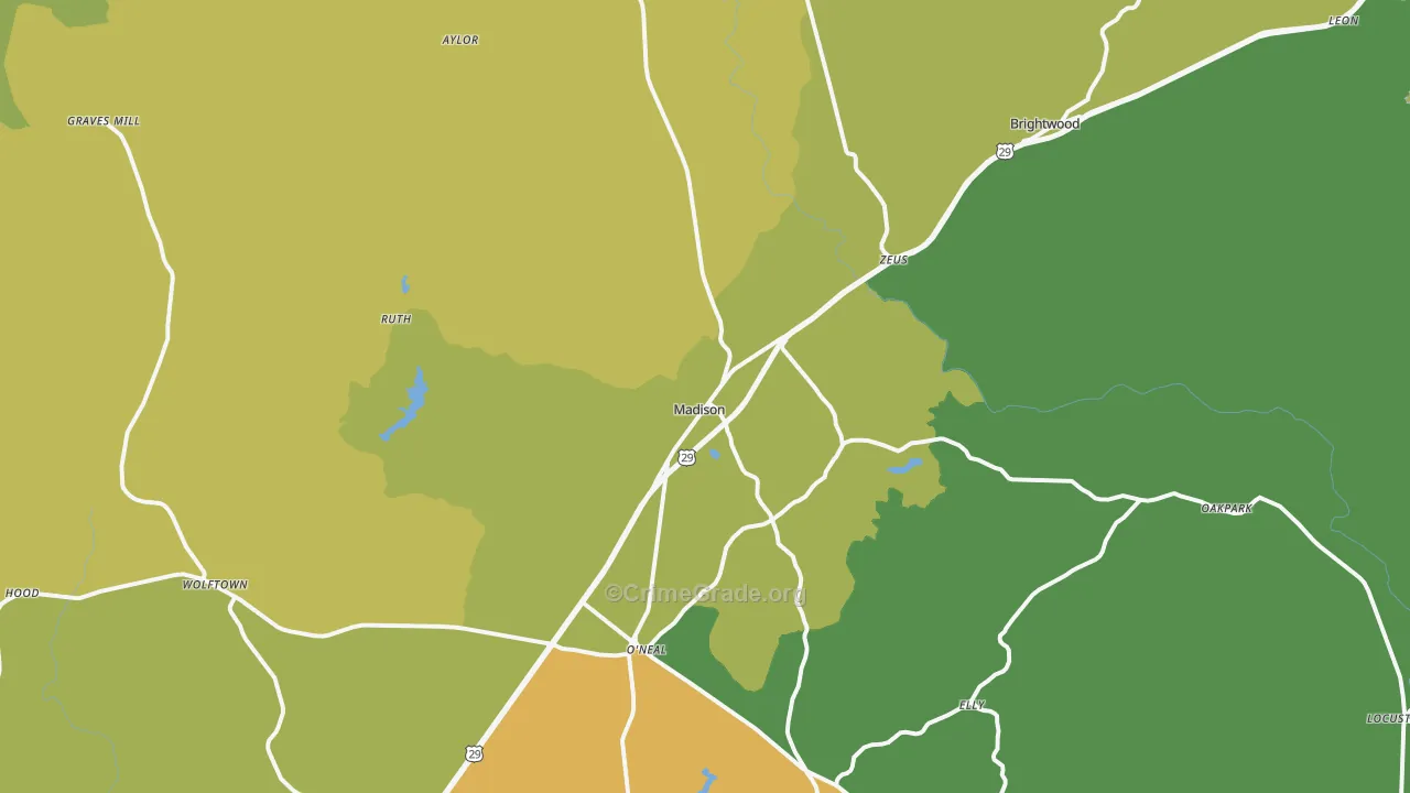 Madison, VA Map of Assault Rates