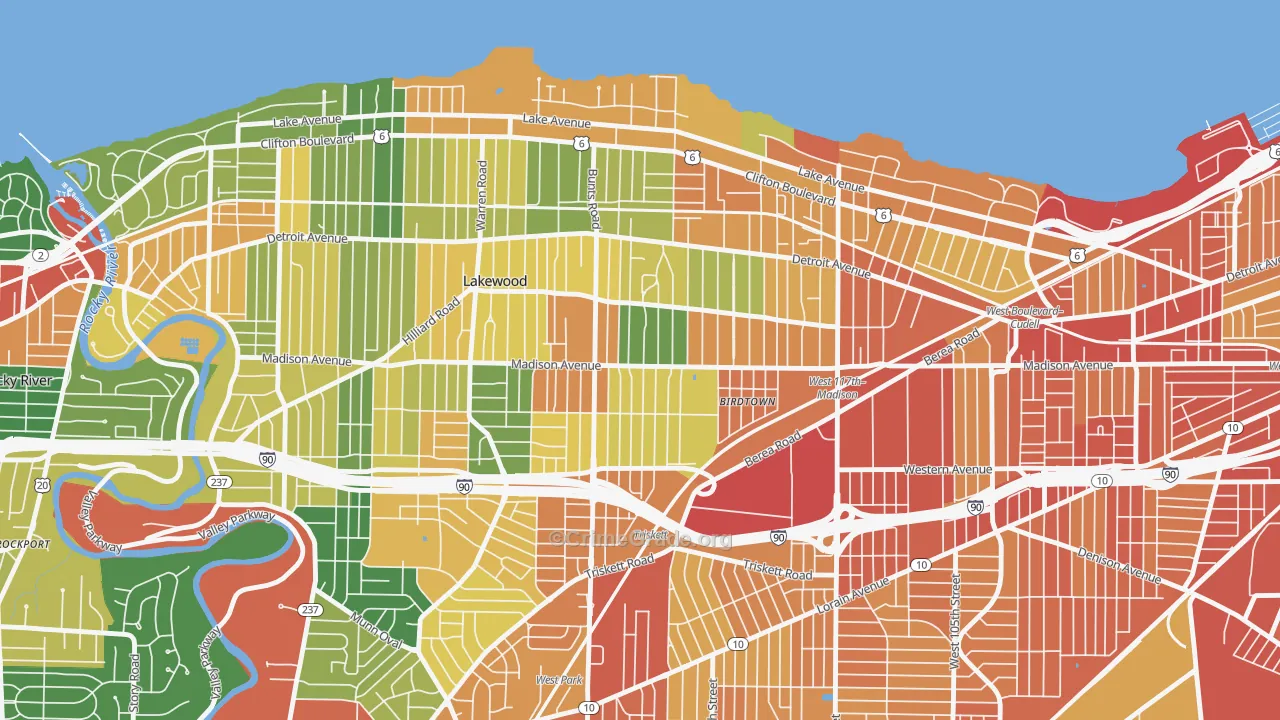 Madison Village, Lakewood, OH Map of Assault Rates
