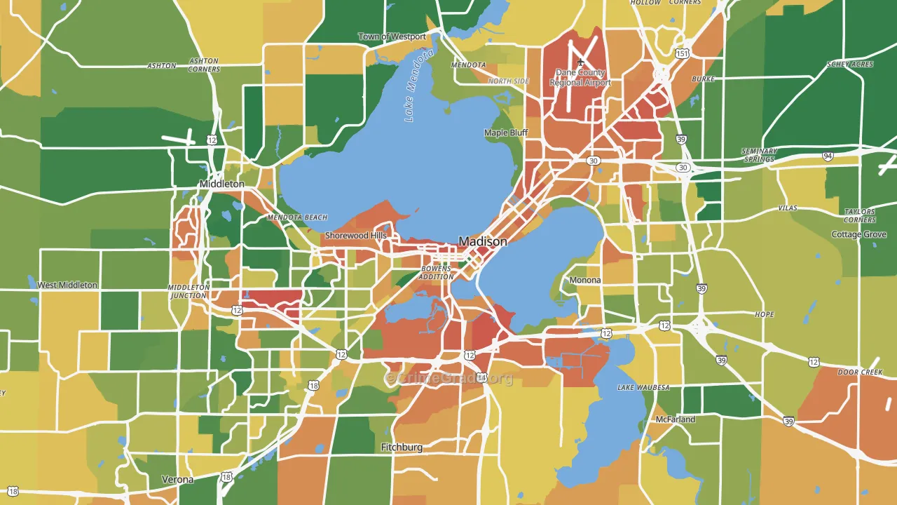 Madison, WI Map of Assault Rates