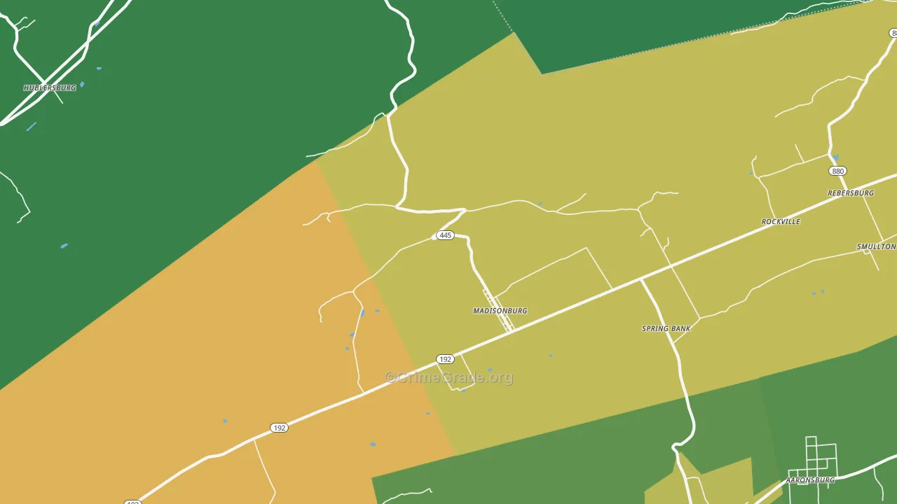 Madisonburg, PA Map of Assault Rates