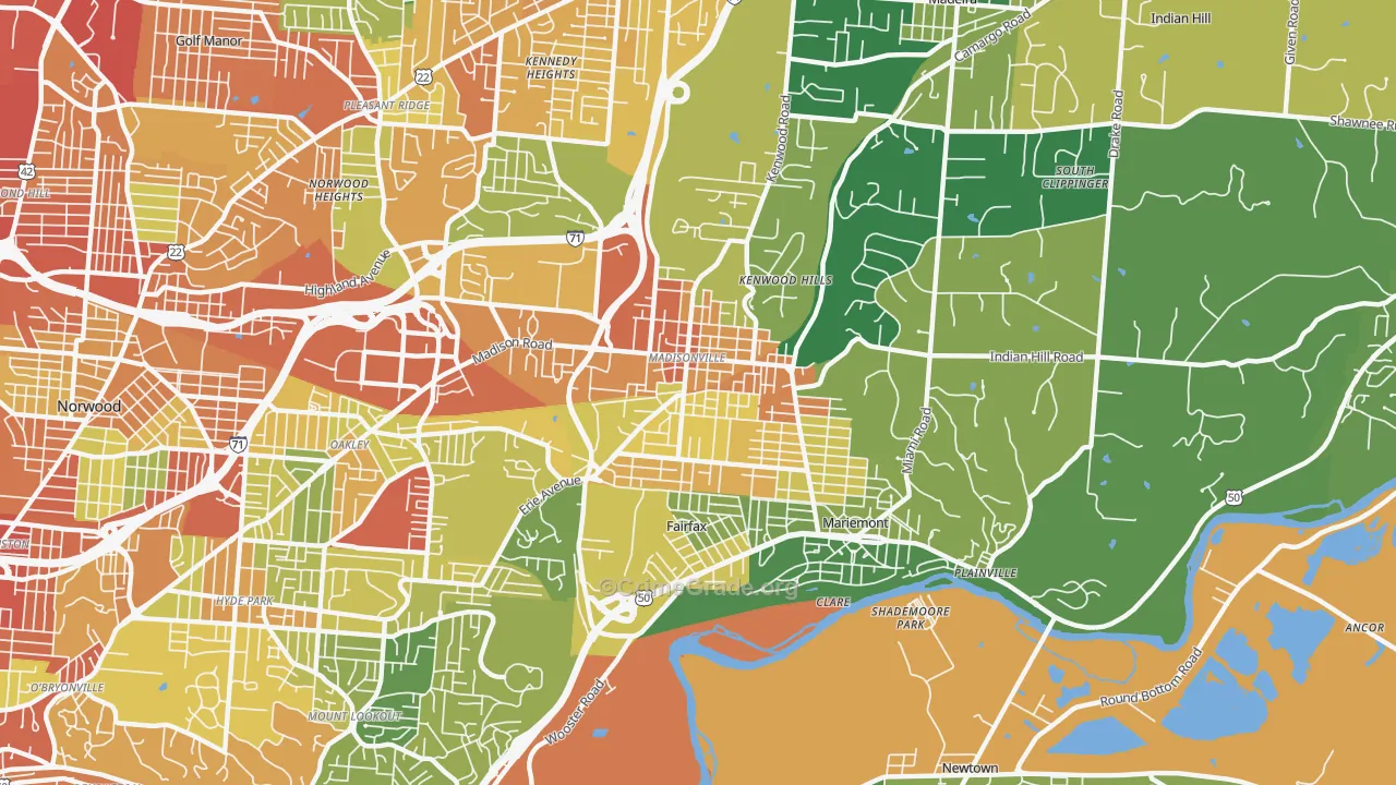 Madisonville, Cincinnati, OH Map of Assault Rates