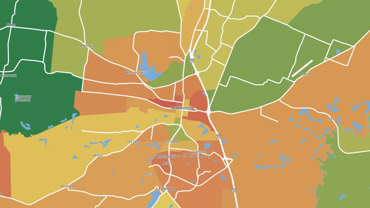 Madisonville, KY Map of Assault Rates