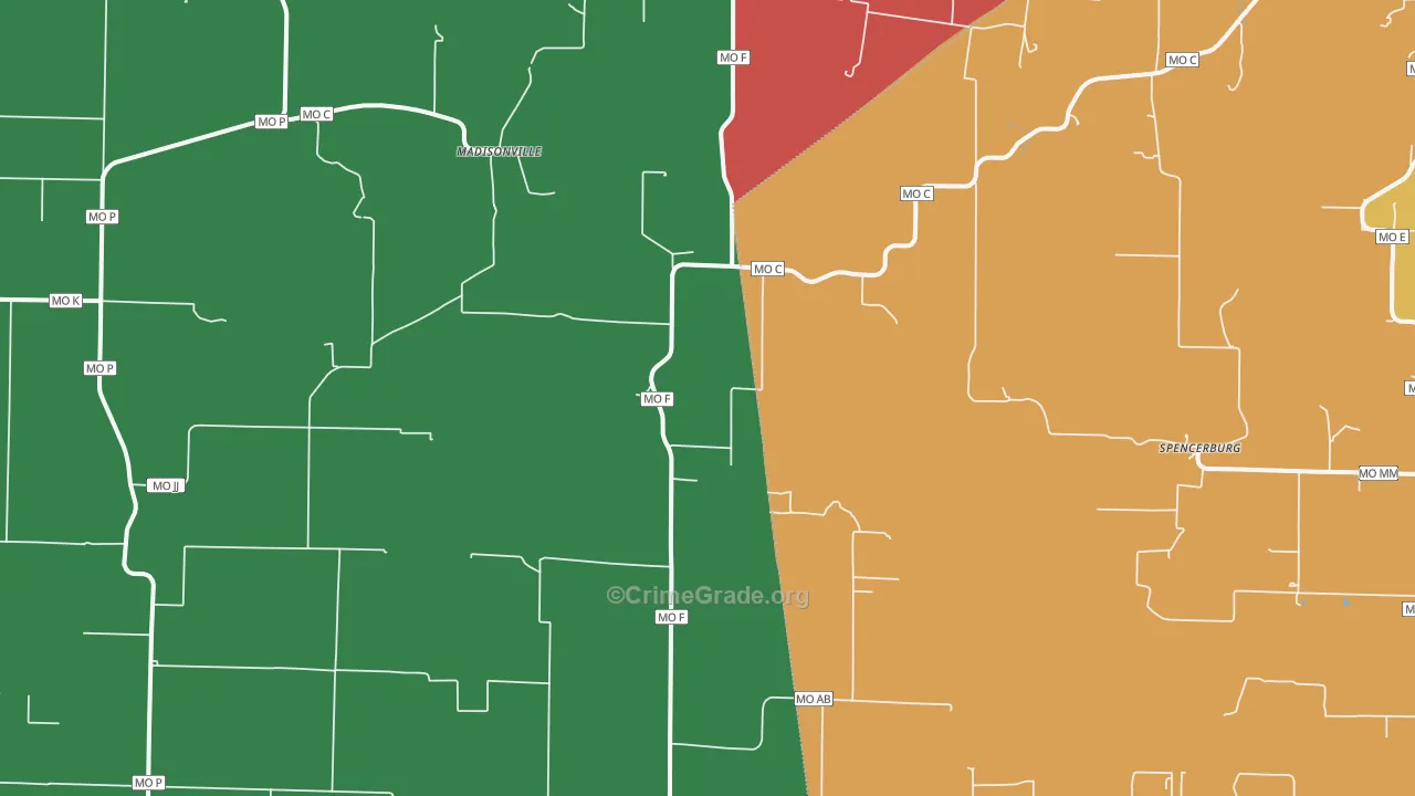 Madisonville, MO Map of Assault Rates