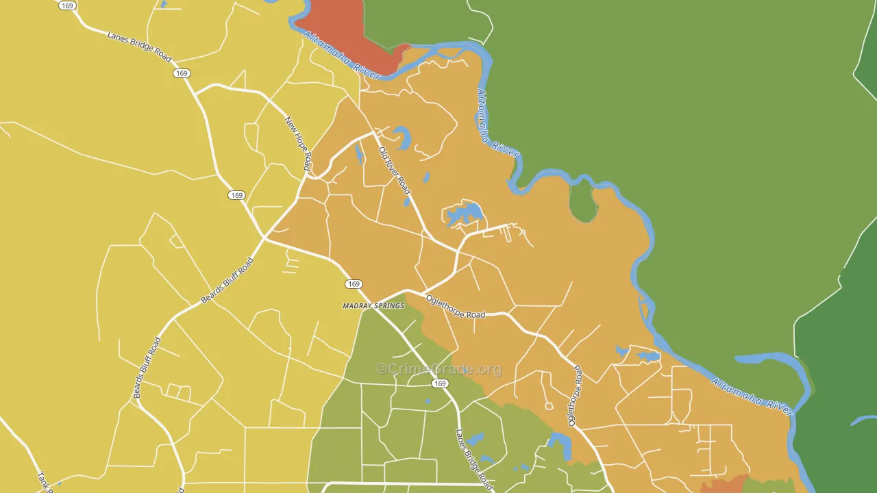 Madray Springs, GA Map of Assault Rates