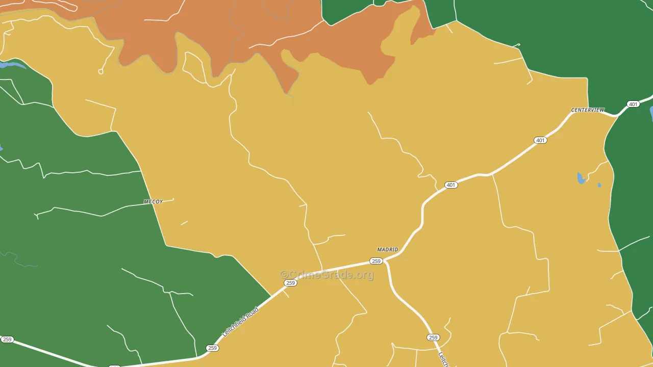 Madrid, KY Map of Assault Rates