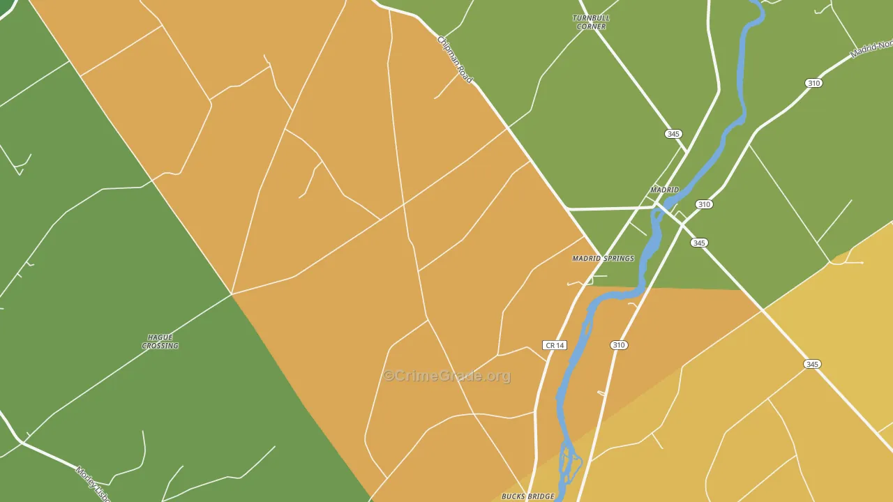 Madrid Springs, NY Map of Assault Rates
