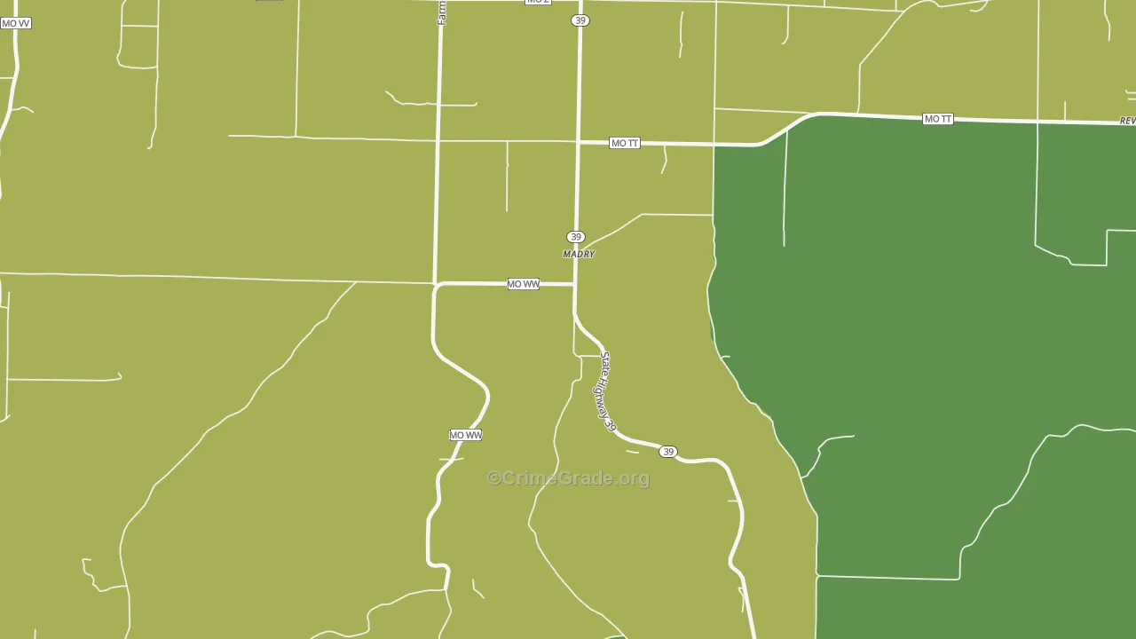 Madry, MO Map of Assault Rates