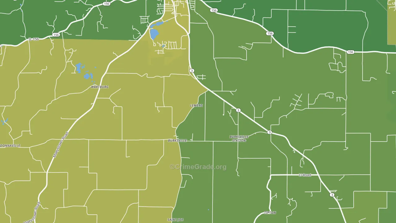 Maeystown, IL Map of Assault Rates