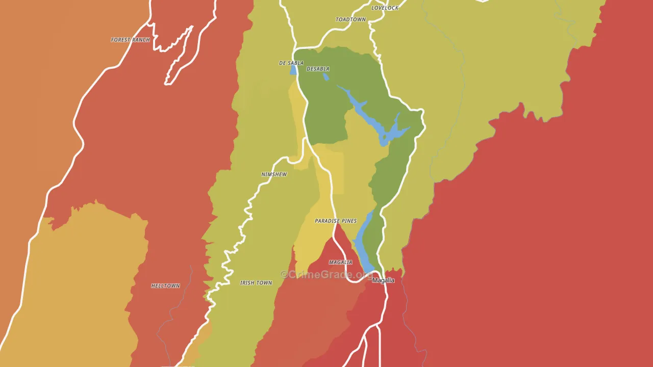 Magalia, CA Map of Assault Rates