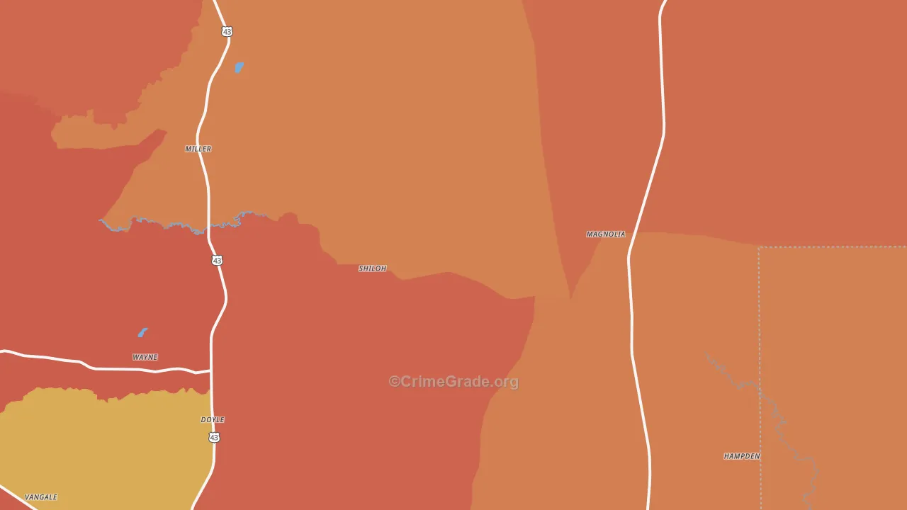 Magnolia, AL Map of Assault Rates