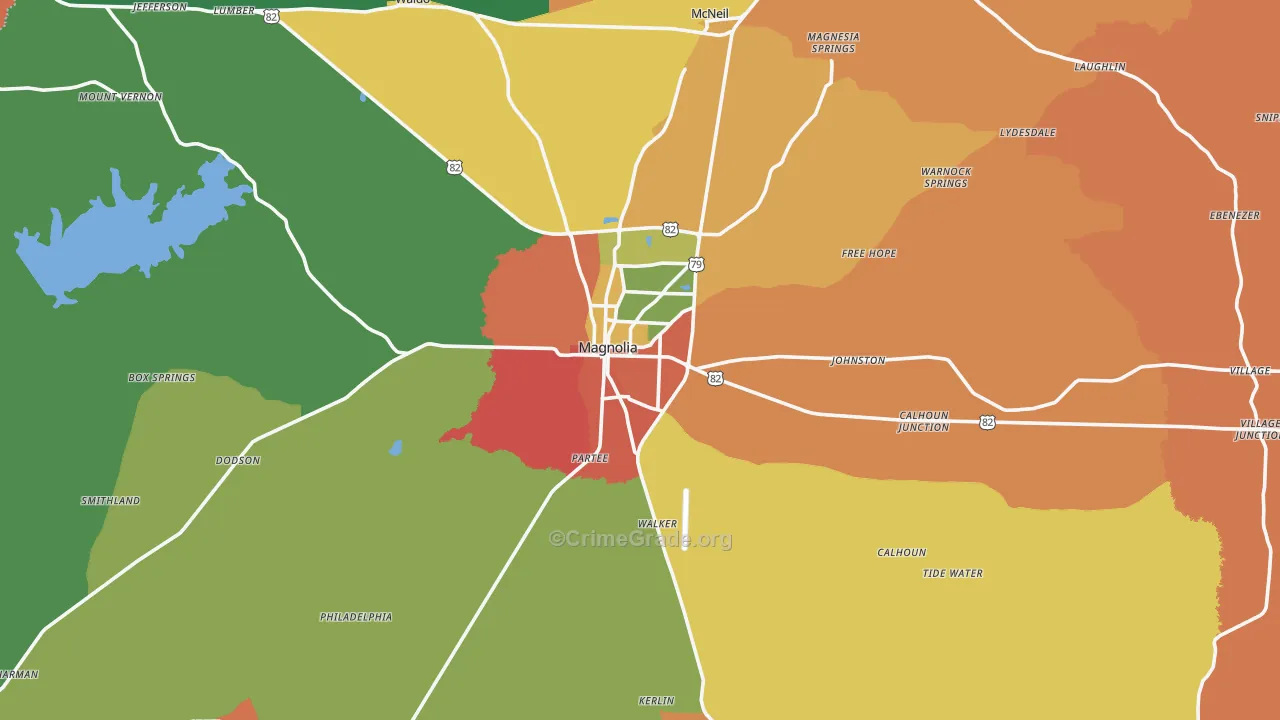 Magnolia, AR Map of Assault Rates