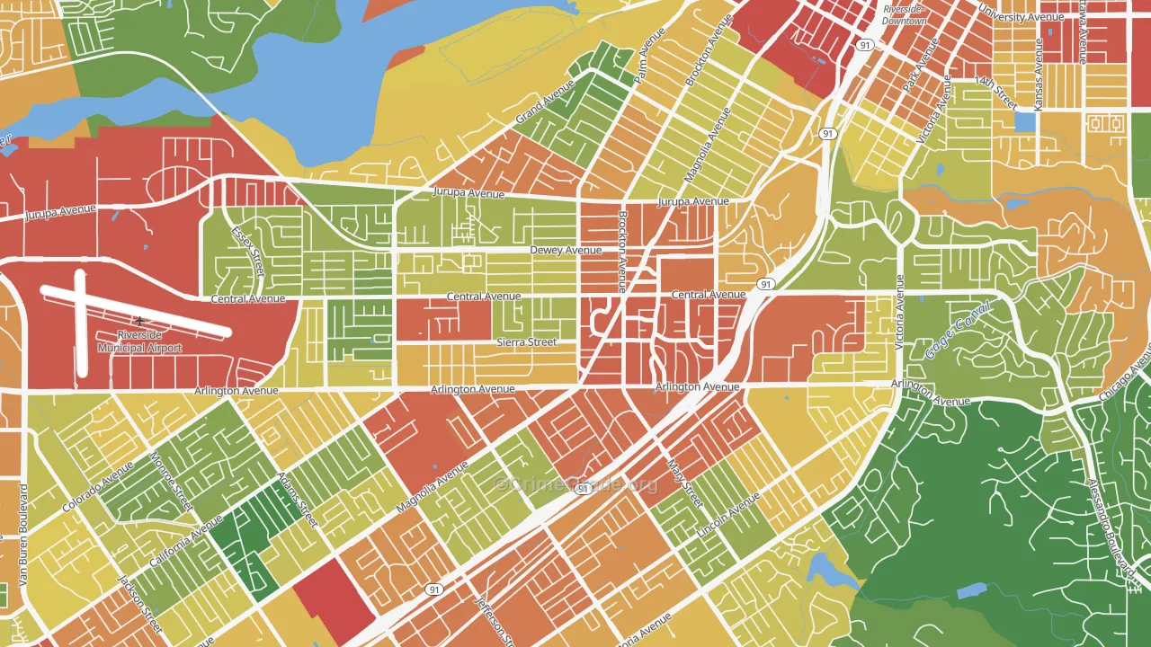 Magnolia Center, Riverside, CA Map of Assault Rates