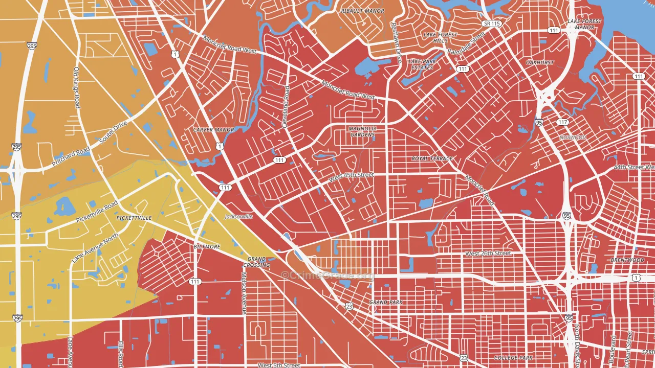 Magnolia Gardens, Jacksonville, FL Map of Assault Rates