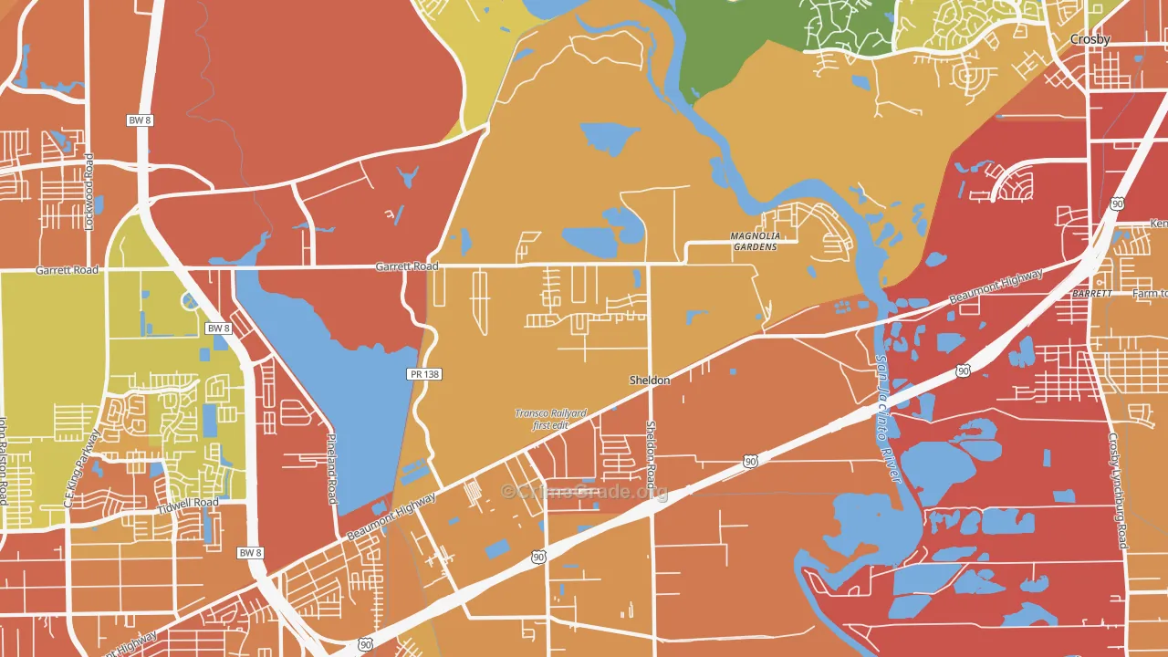 Magnolia Gardens, TX Map of Assault Rates
