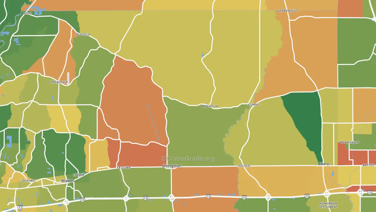 Magnolia, LA Map of Assault Rates