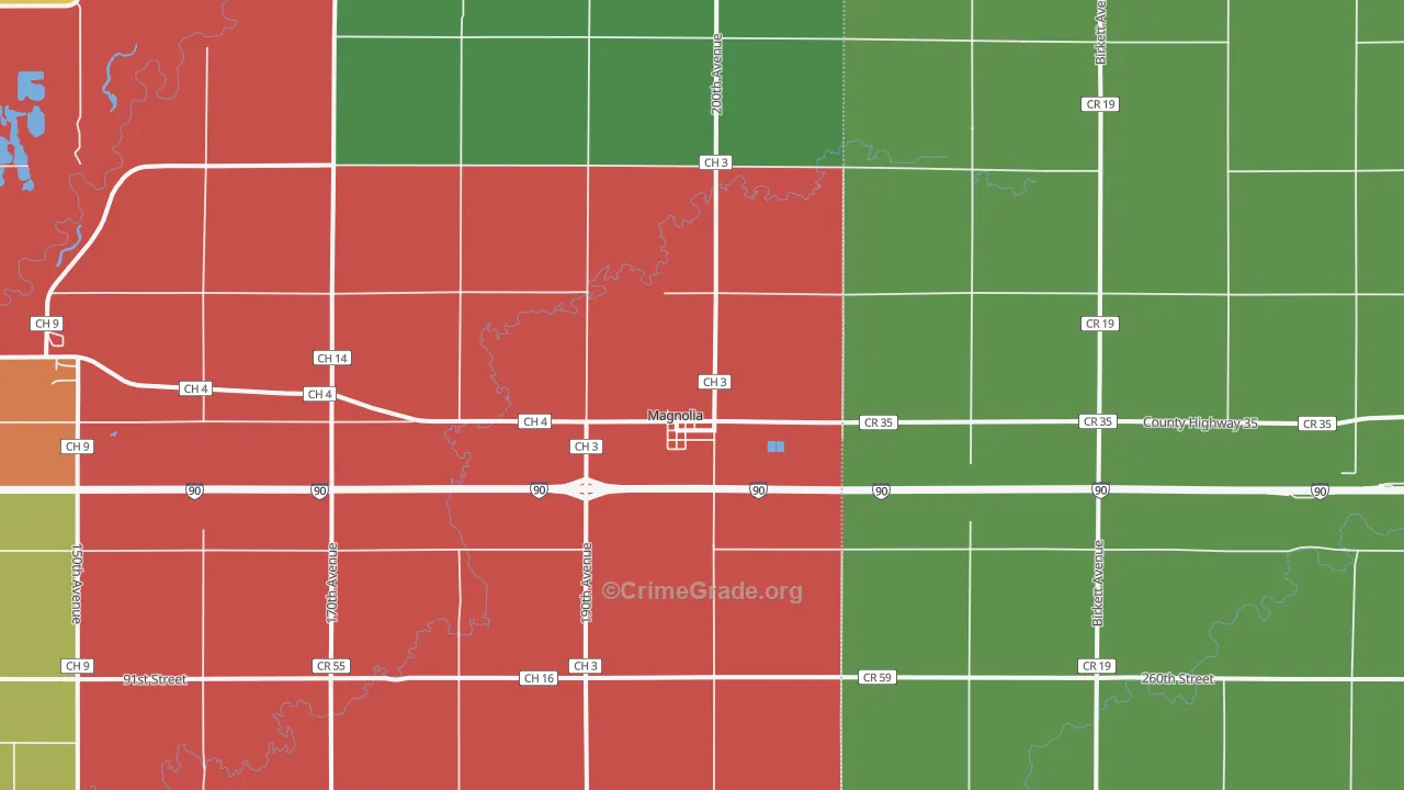 Magnolia, MN Map of Assault Rates