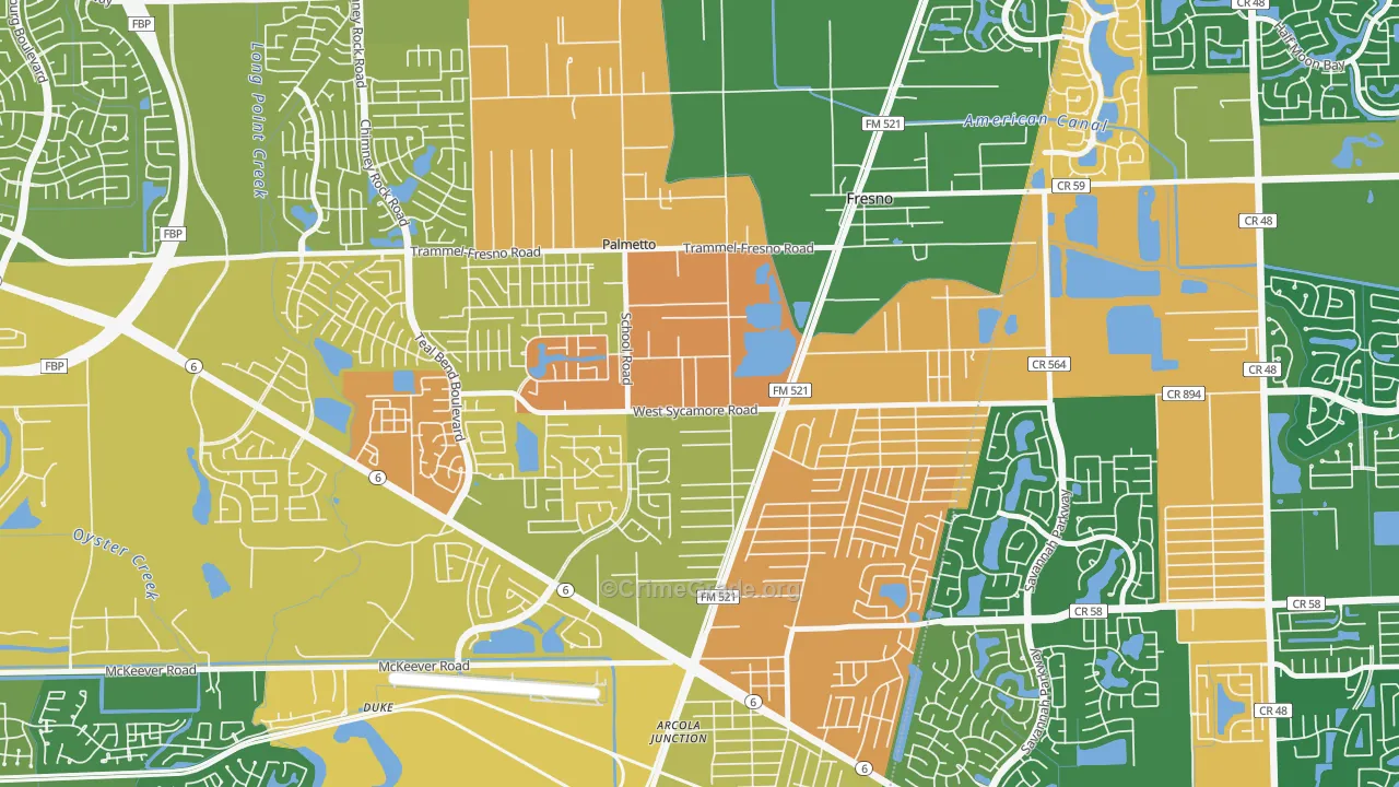 Magnolia Place, Fresno, TX Map of Assault Rates