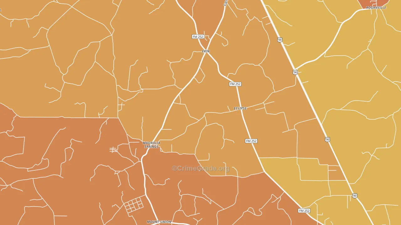 Magnolia Springs, TX Map of Assault Rates