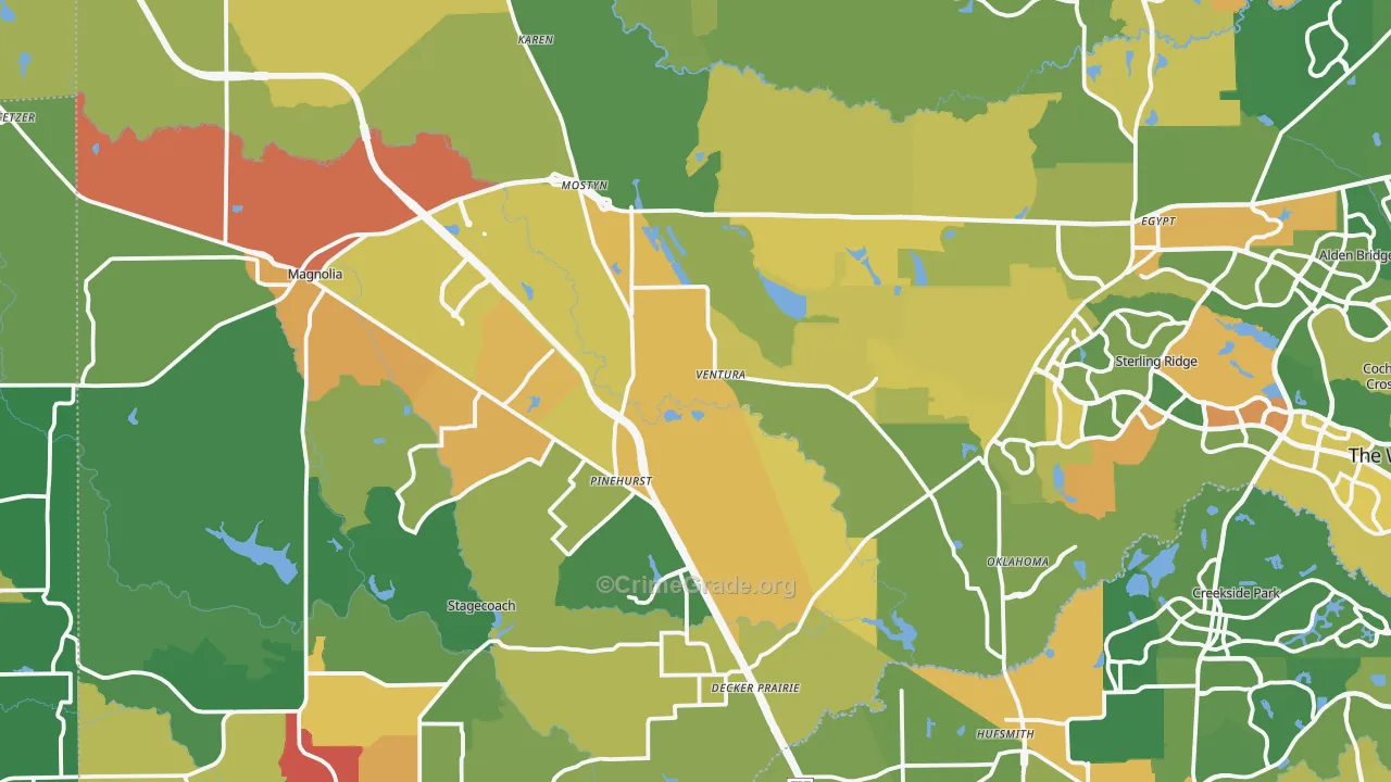 Magnolia, TX Map of Assault Rates