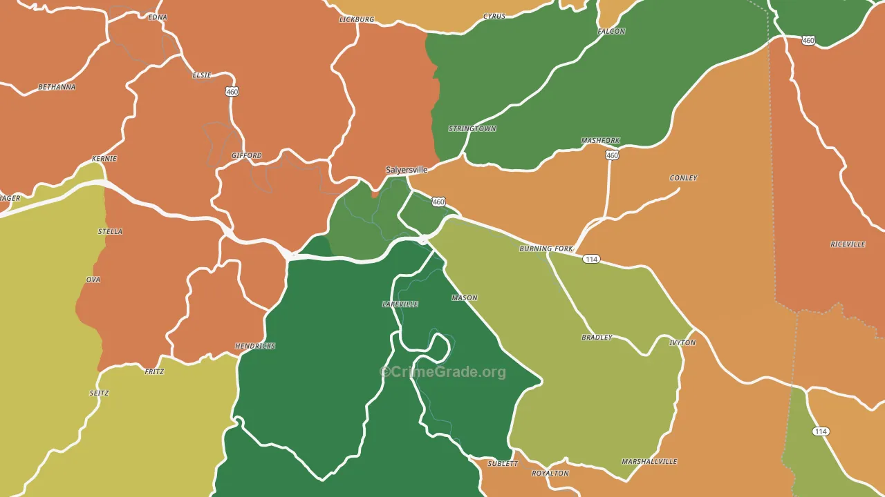 Magoffin County, KY Map of Assault Rates