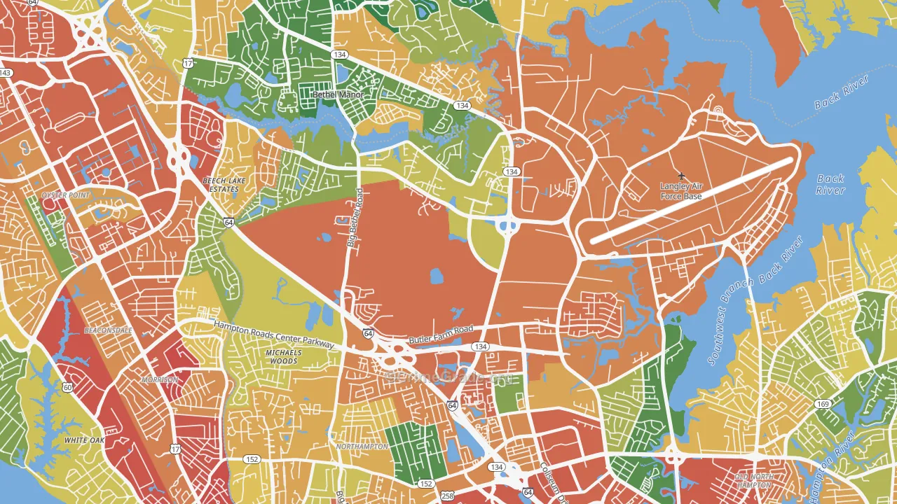 Magruder, Hampton, VA Map of Assault Rates