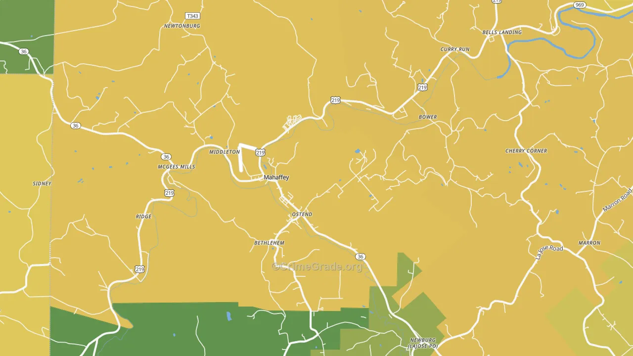 Mahaffey, PA Map of Assault Rates