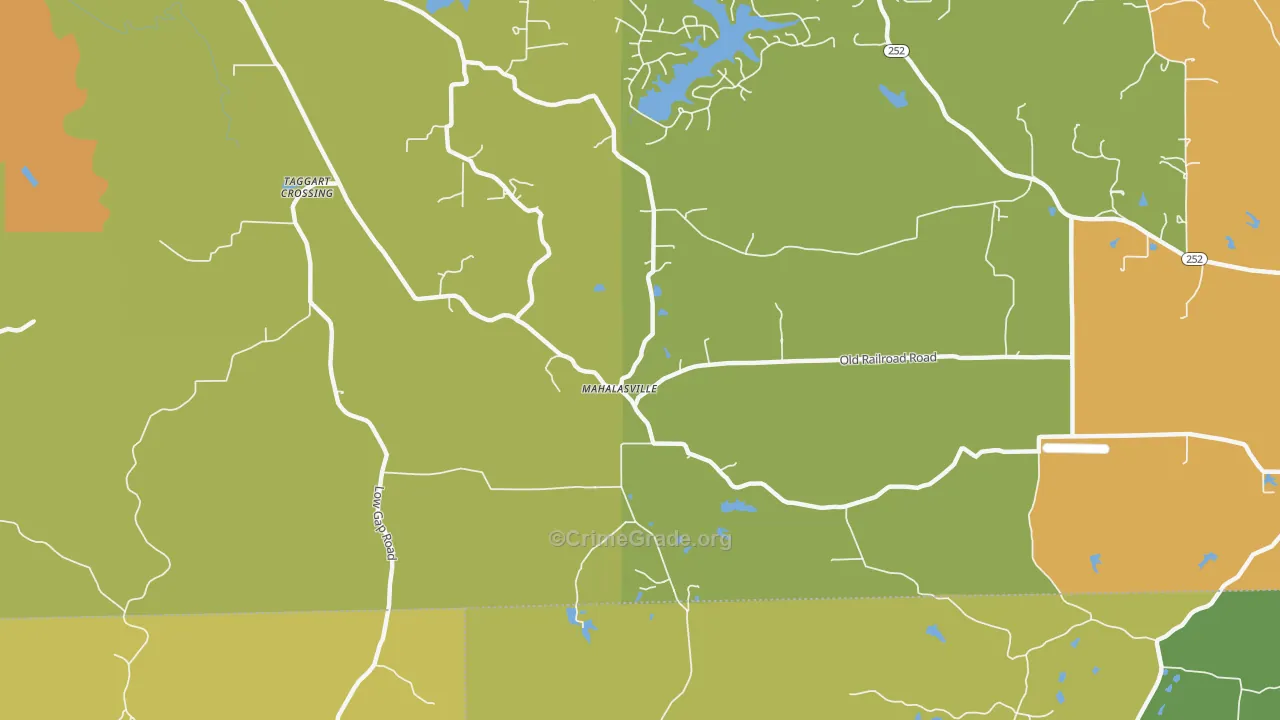 Mahalasville, IN Map of Assault Rates
