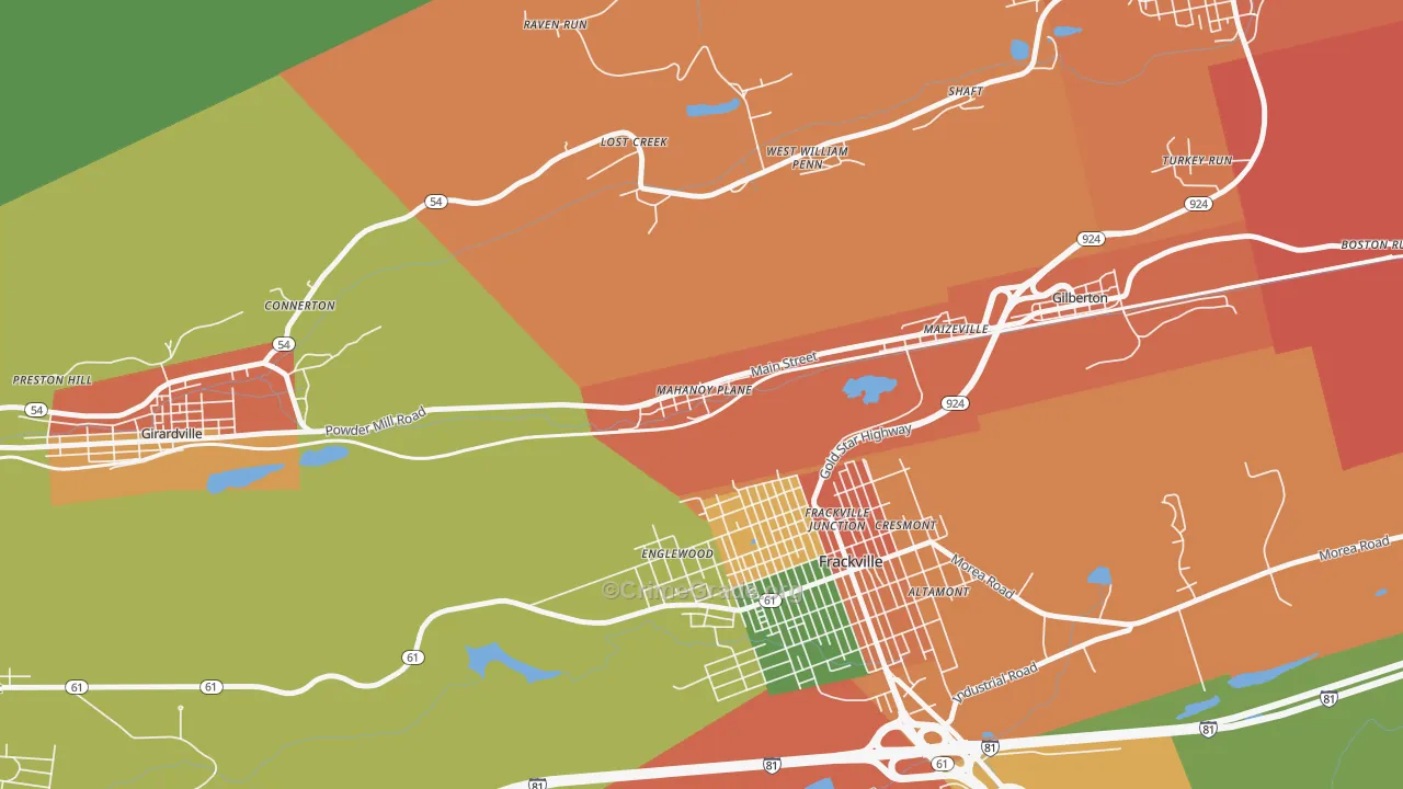 Mahanoy Plane, PA Map of Assault Rates