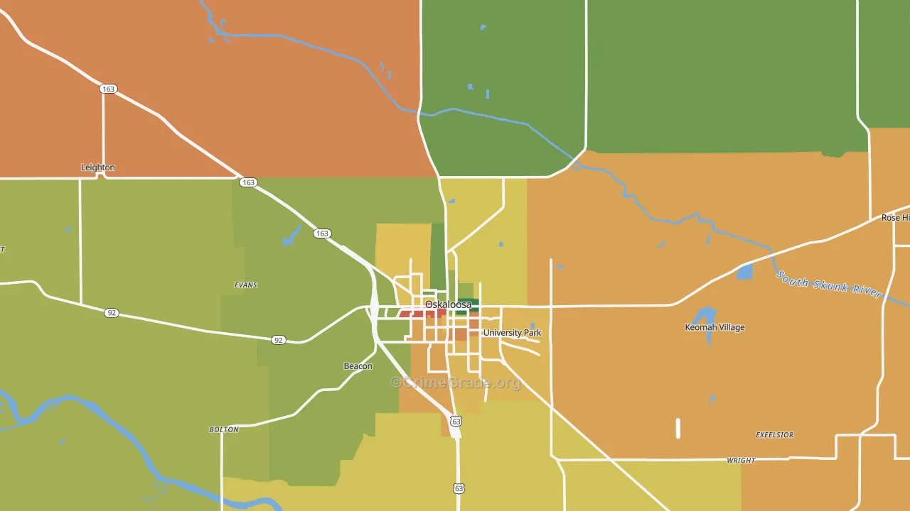 Mahaska County, IA Map of Assault Rates