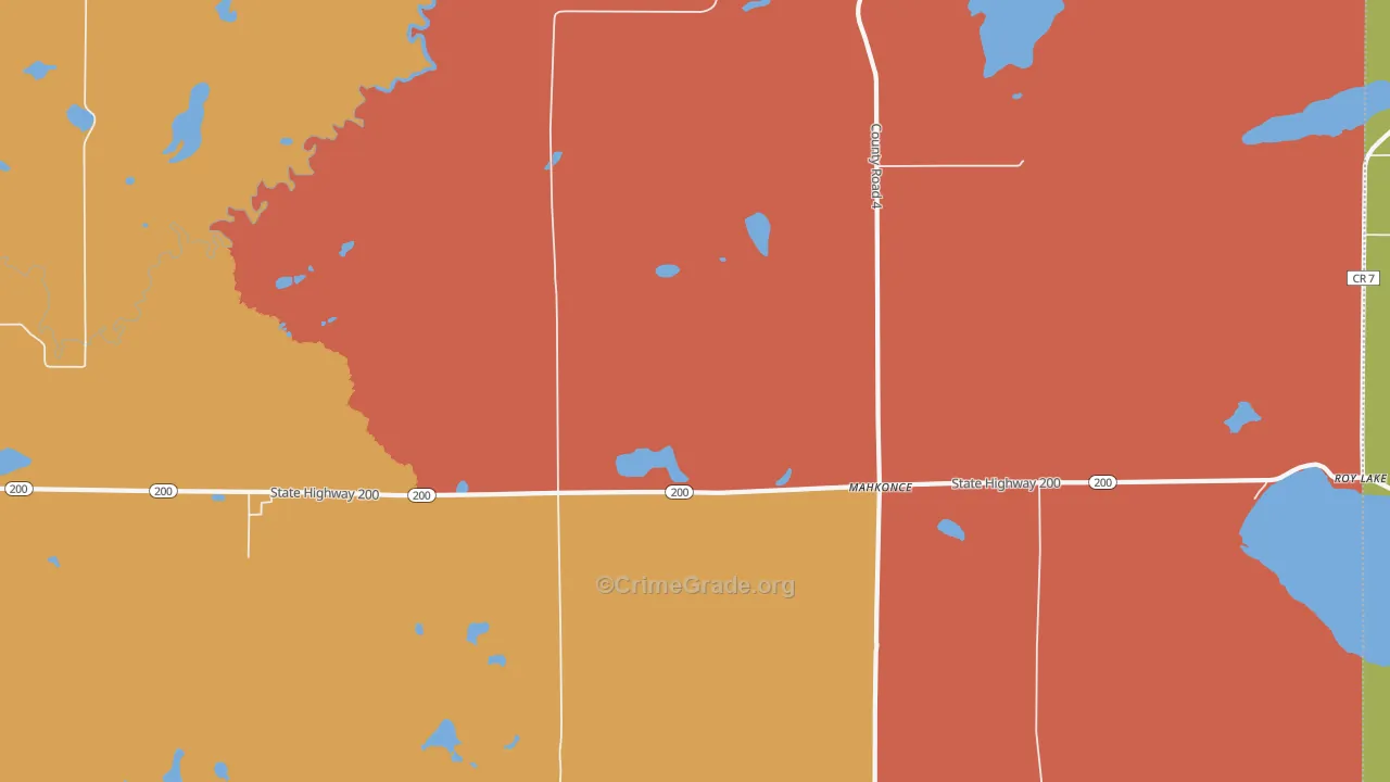 Mahkonce, MN Map of Assault Rates
