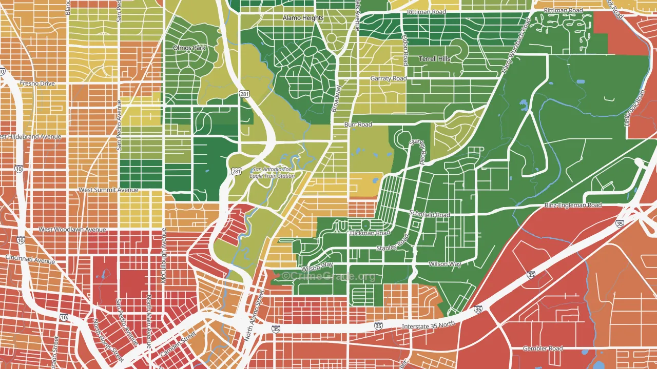 Mahncke Park, San Antonio, TX Map of Assault Rates