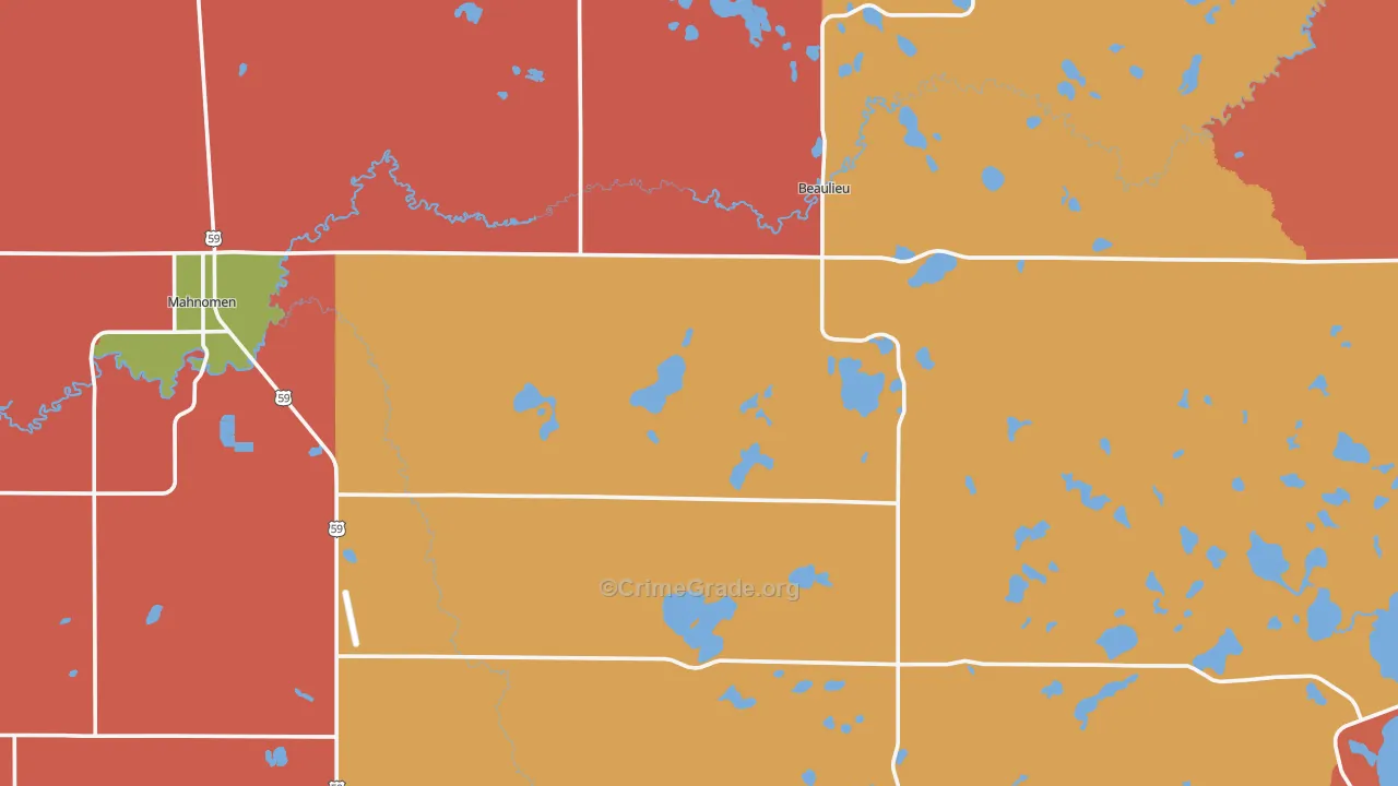 Mahnomen County, MN Map of Assault Rates