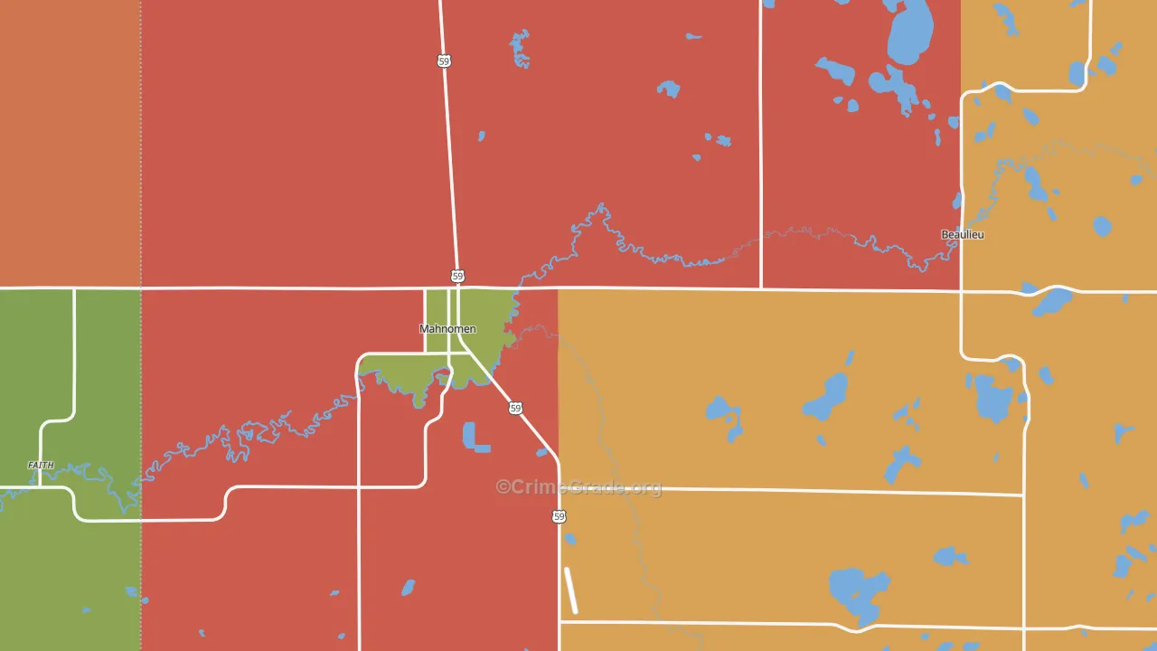 Mahnomen, MN Map of Assault Rates