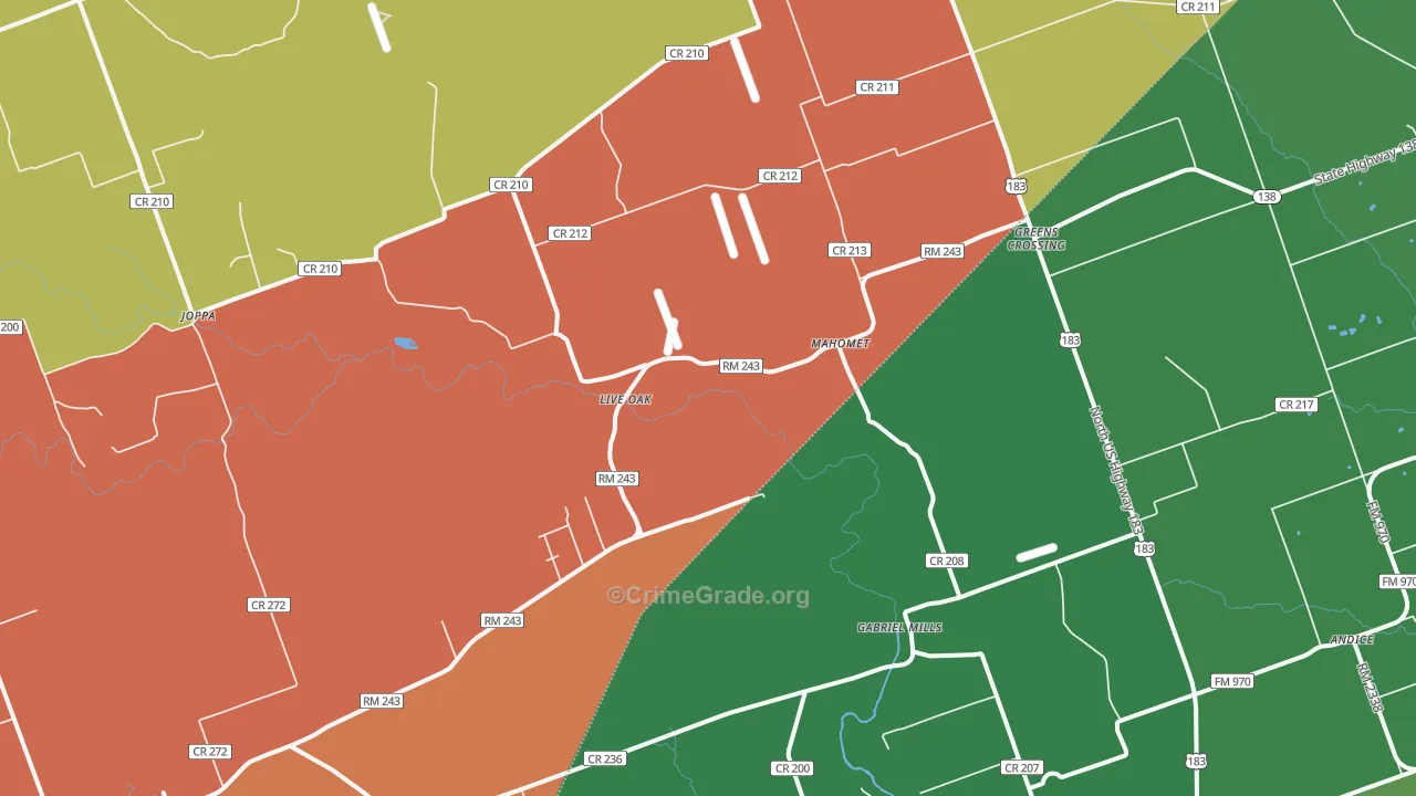 Mahomet, TX Map of Assault Rates