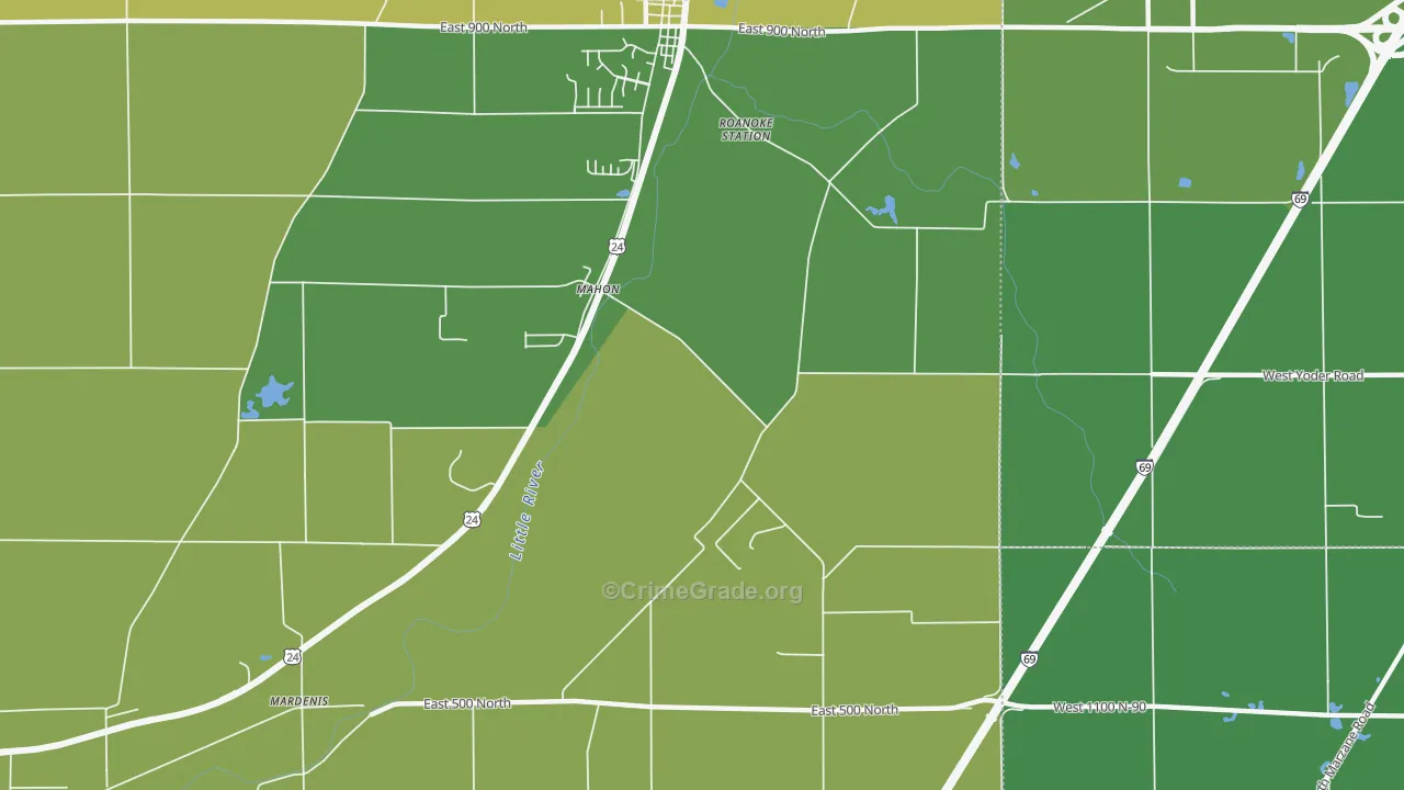 Mahon, IN Map of Assault Rates