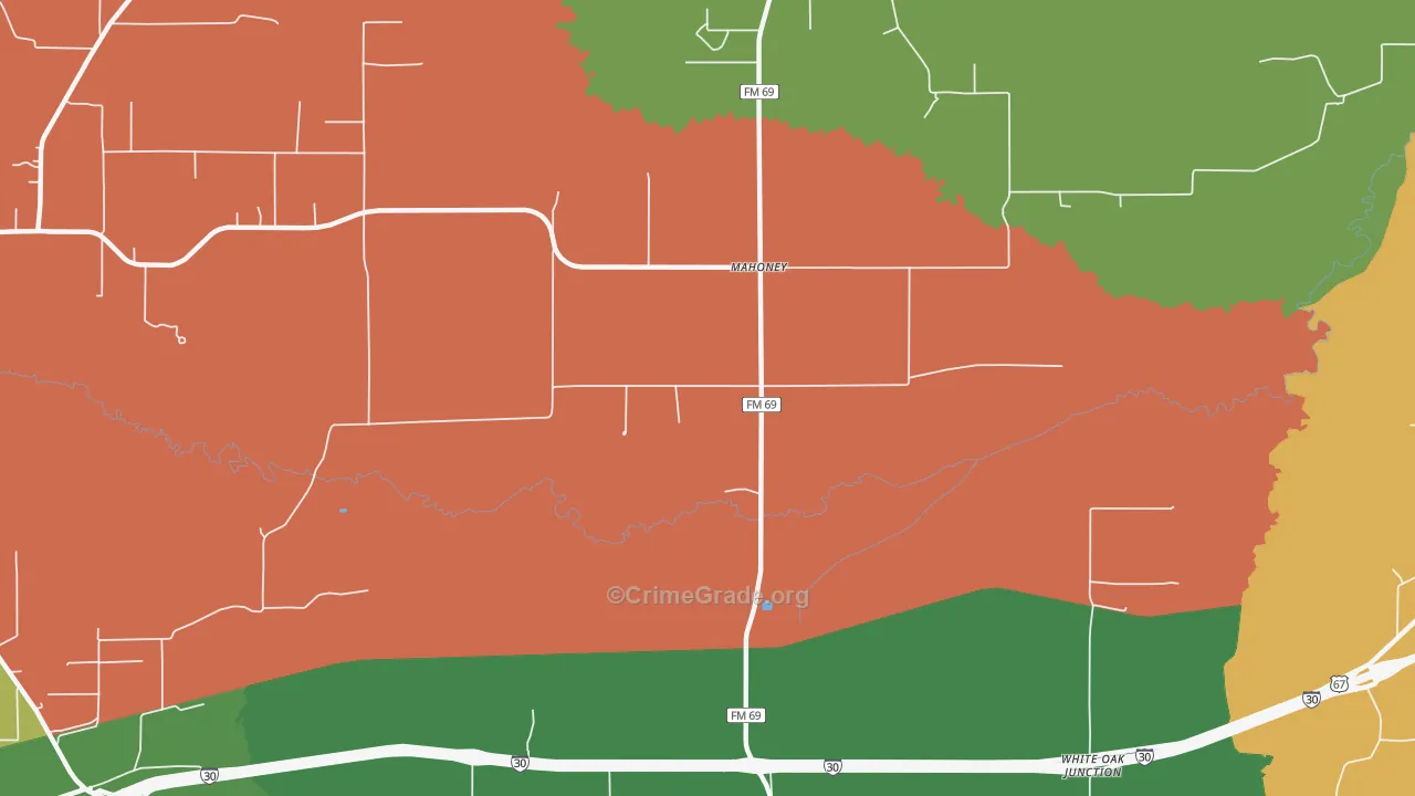 Mahoney, TX Map of Assault Rates