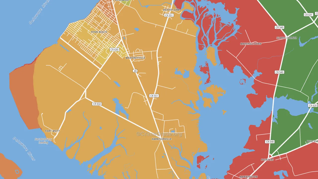 Mahoneyville, NJ Map of Assault Rates