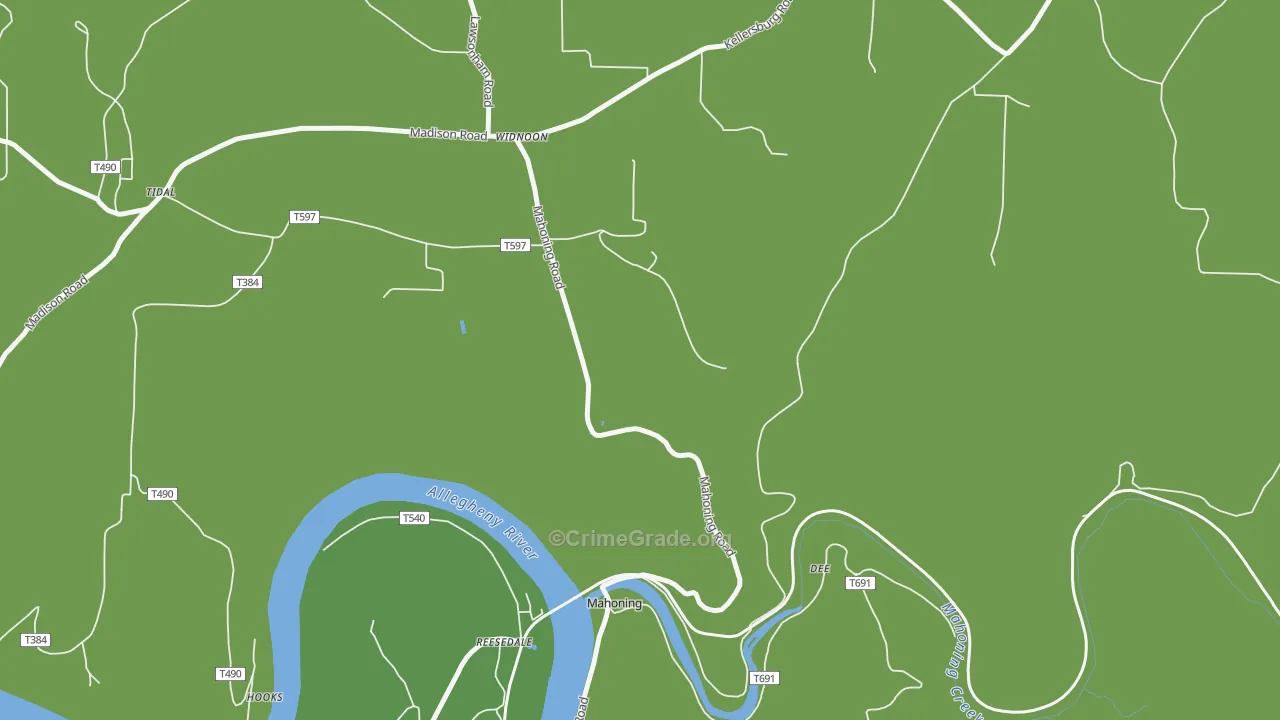 Mahoning, PA Map of Assault Rates