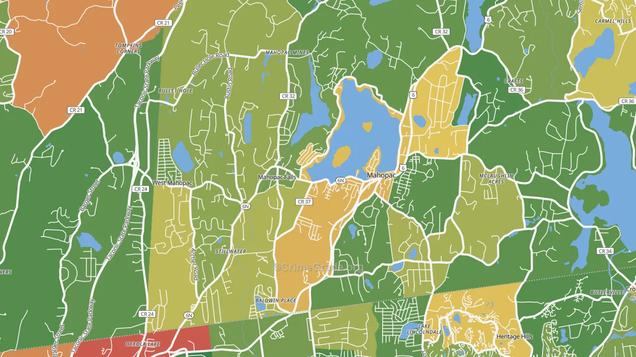 Mahopac, NY Map of Assault Rates