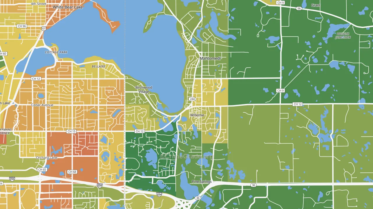 Mahtomedi, MN Map of Assault Rates
