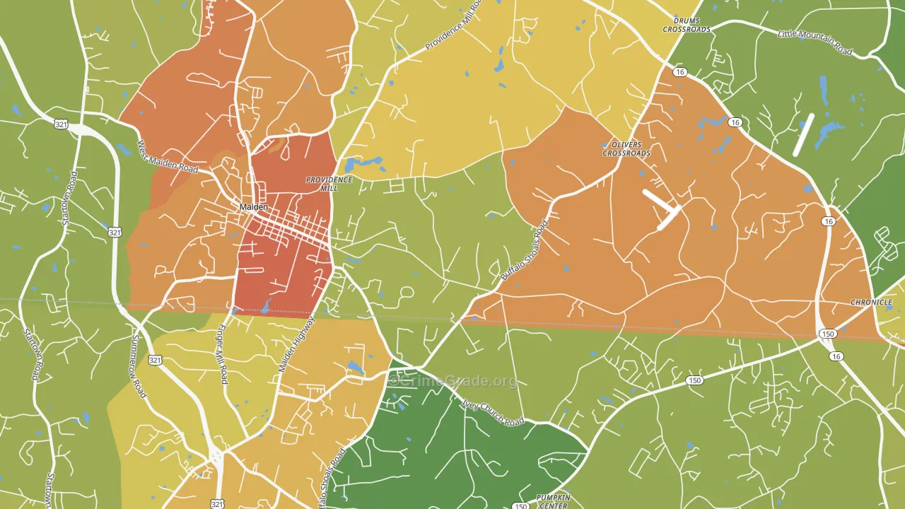 Maiden, NC Map of Assault Rates