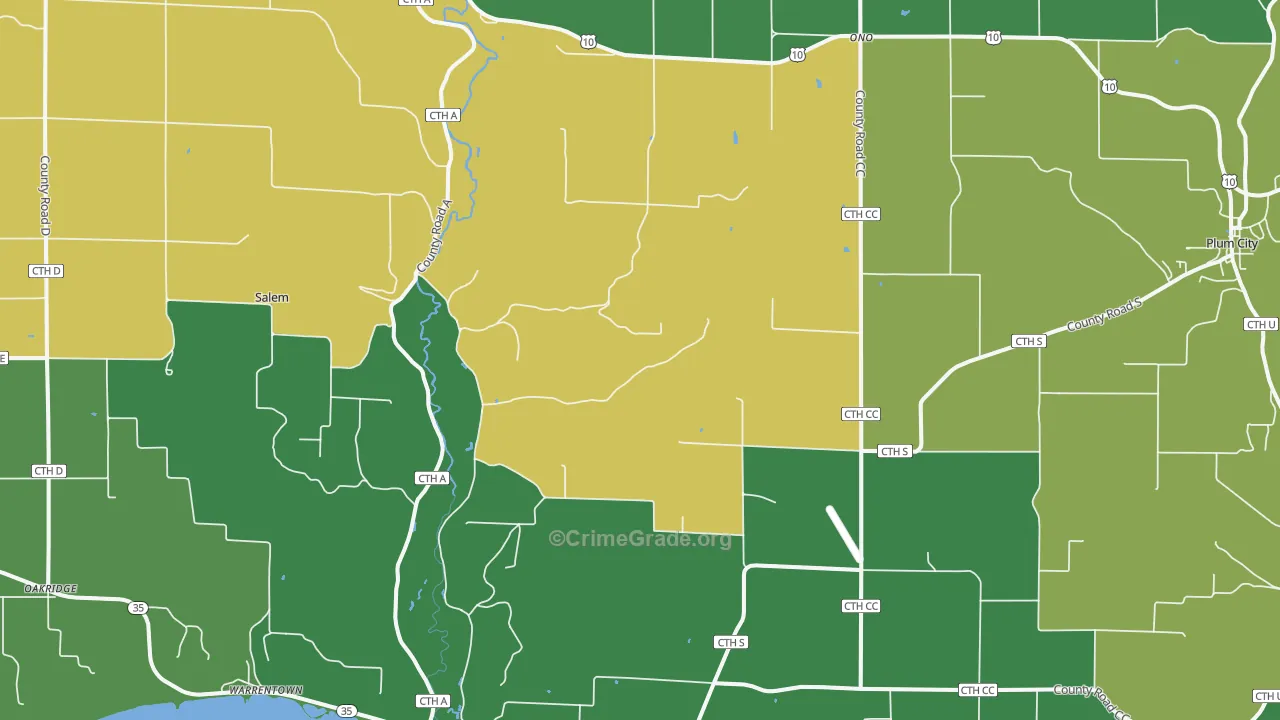 Maiden Rock, WI Map of Assault Rates