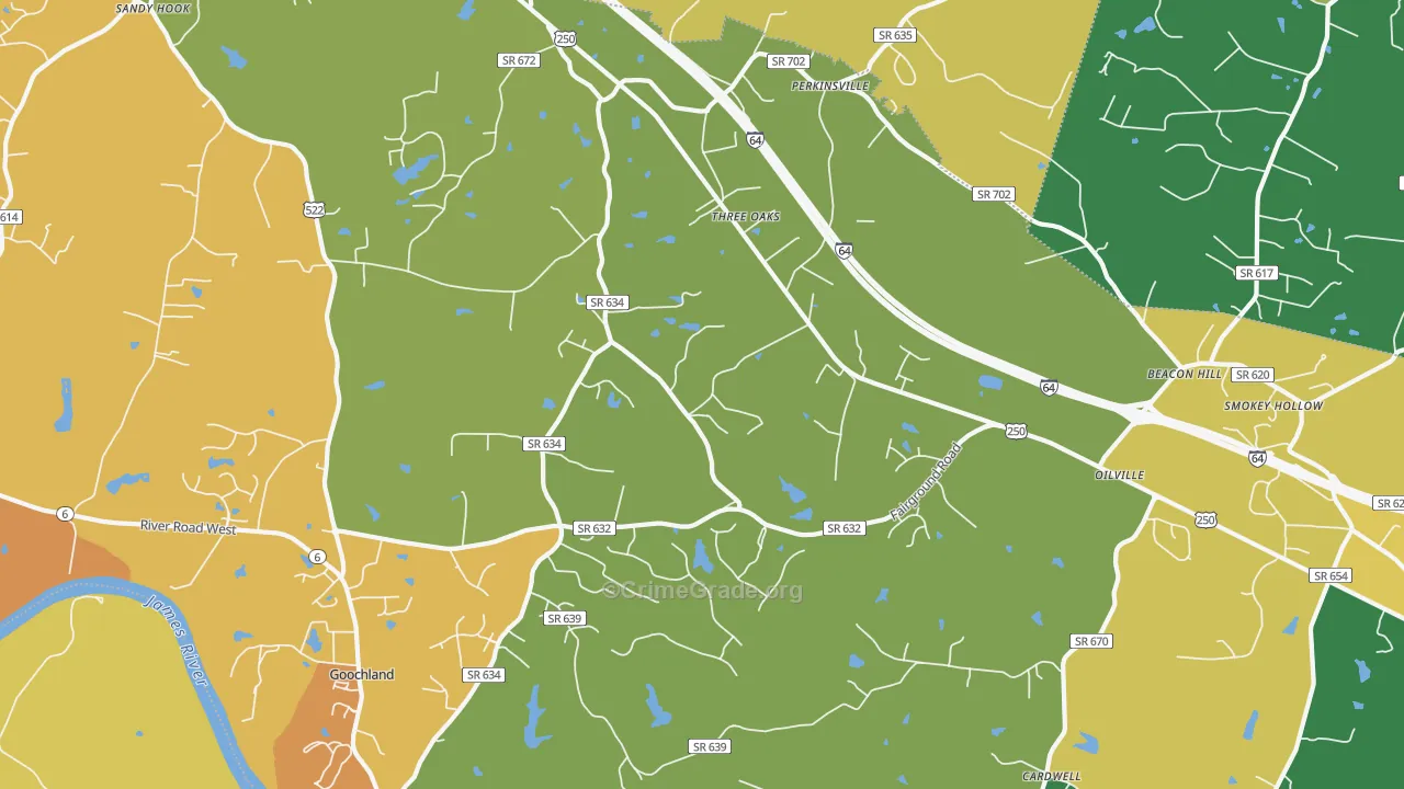 Maidens, VA Map of Assault Rates