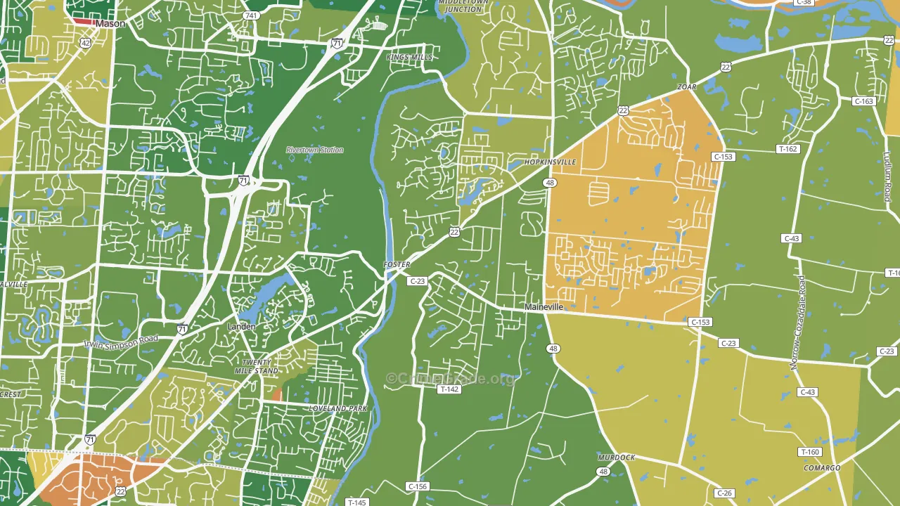Maineville, OH Map of Assault Rates