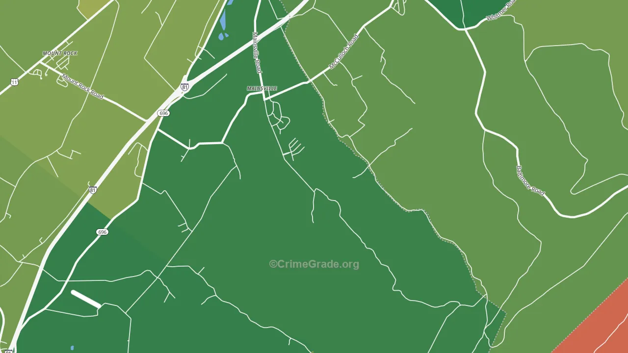 Mainsville, PA Map of Assault Rates