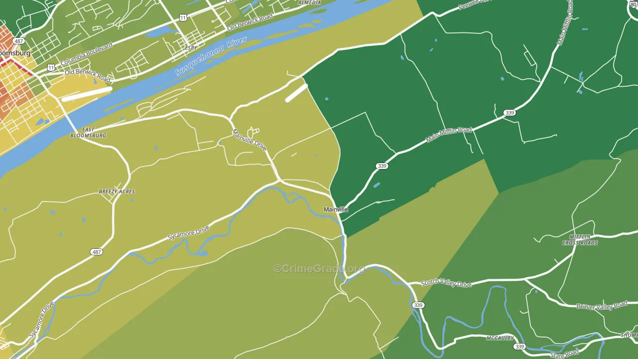Mainville, PA Map of Assault Rates