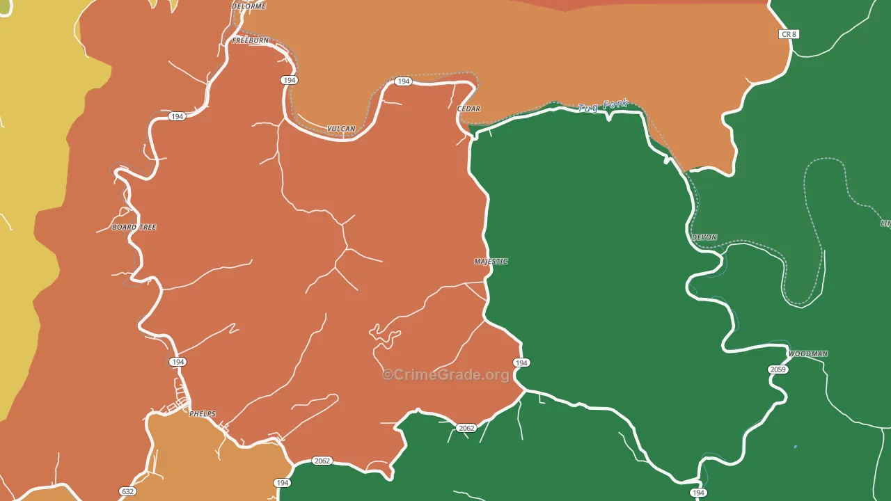 Majestic, KY Map of Assault Rates