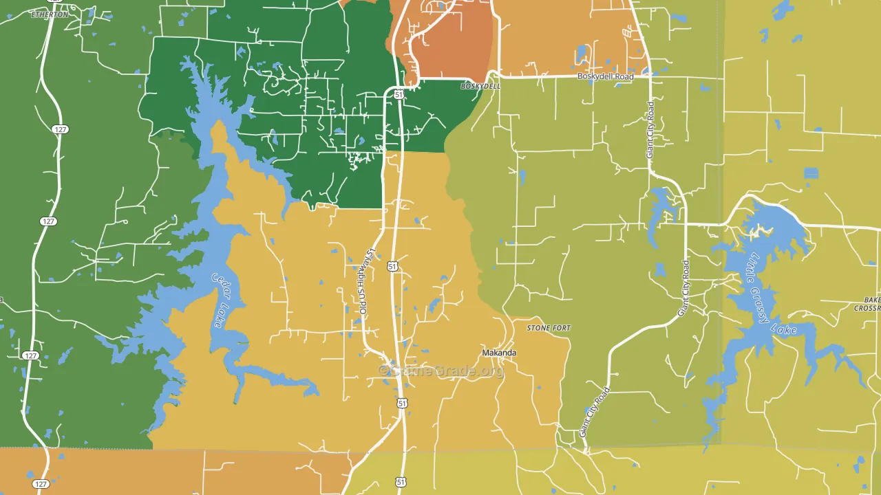 Makanda, IL Map of Assault Rates