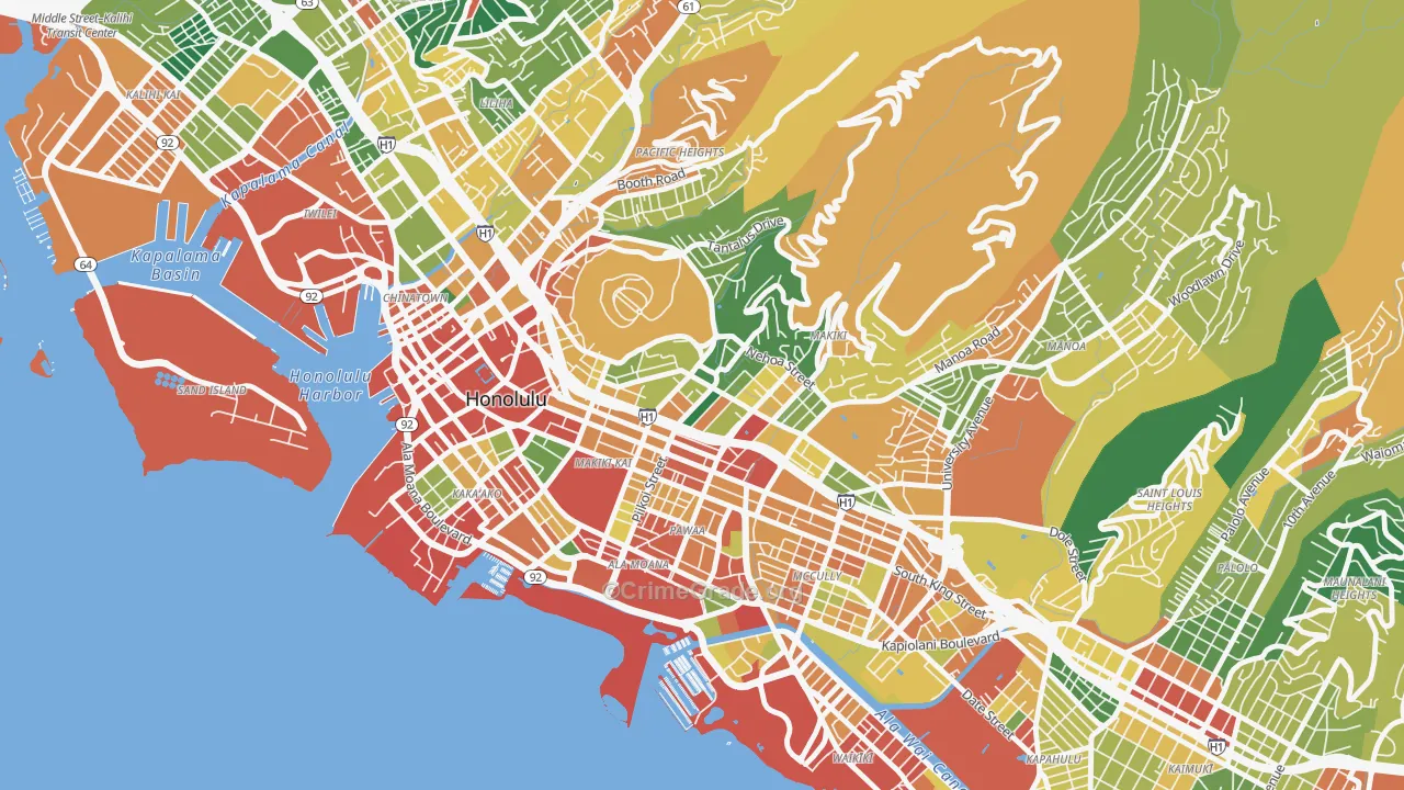 Makiki, Honolulu, HI Map of Assault Rates