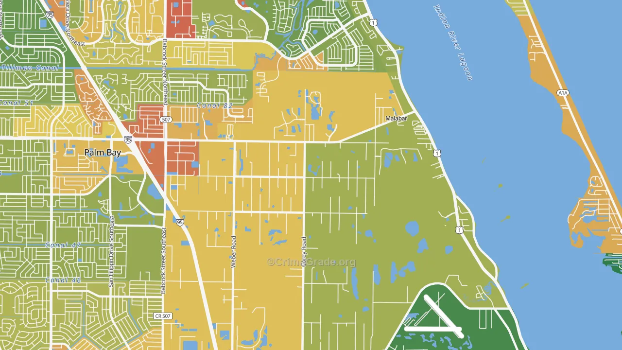 Malabar, FL Map of Assault Rates